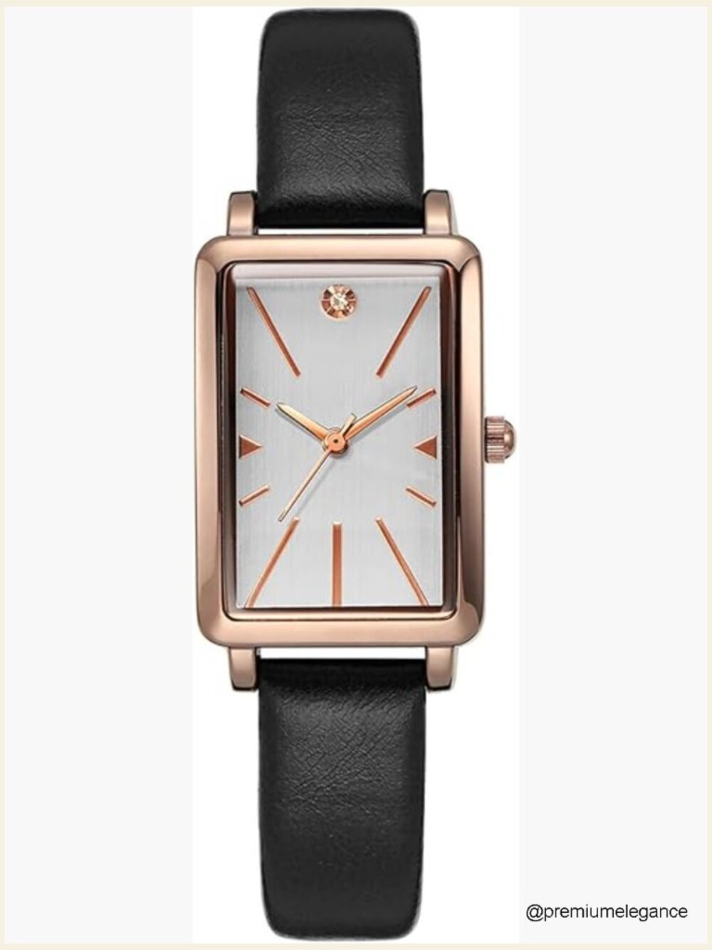 Vintage Rectangular Dial Quartz Watch with Leather Band